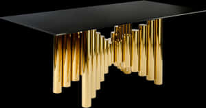 Dining Table Glass Black Gold, HD Png Download PNG