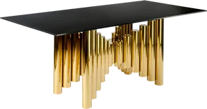 Golden Cylinder Base Table PNG Image