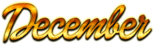 Golden December Text Design PNG image with transparent background