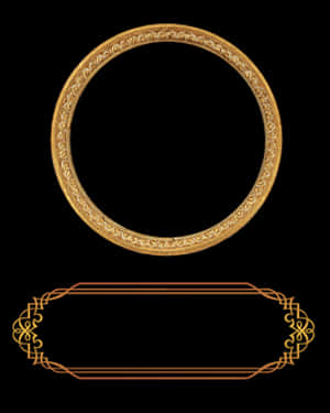 Golden Decorative Frames Black Background PNG image with transparent background