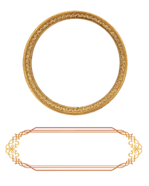 Golden Decorative Frames Black Background PNG Image