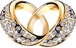 Golden Diamond Infinity Ring PNG Image