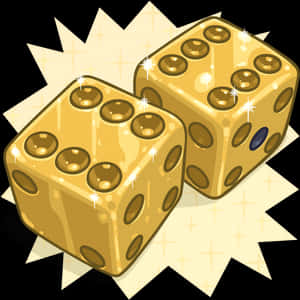 Golden Dice Sparkling Background PNG image with transparent background