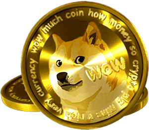 Golden Dogecoin Illustration PNG image with transparent background