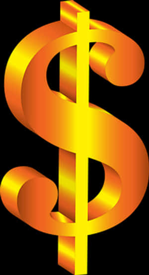 Golden Dollar Sign Graphic PNG image with transparent background