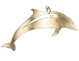 Golden Dolphin Pendant Design PNG Image