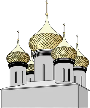 Golden Domed Orthodox Cathedral Illustration PNG Image