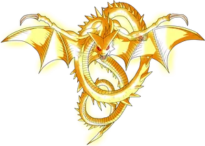 Golden Dragon Shenron Dragon Ball Artwork PNG Image