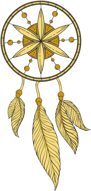 Golden Dreamcatcher Artwork PNG image with transparent background