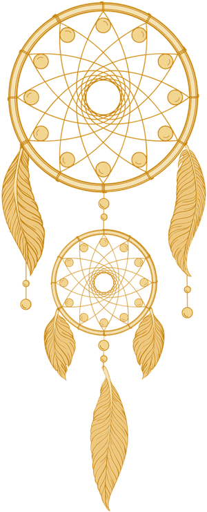 Golden Dreamcatcher Graphic PNG image with transparent background