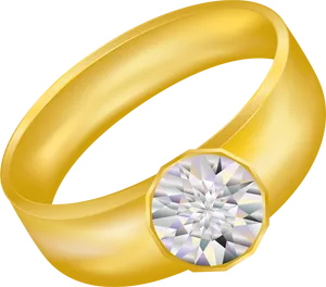 Golden Engagement Ring Clipart.png PNG Image