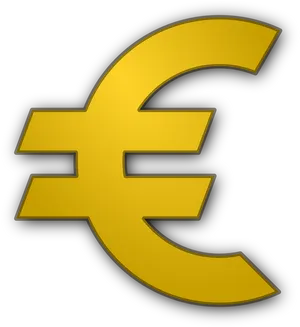 Golden Euro Sign Graphic PNG Image