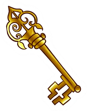 Golden Fantasy Key Sticker PNG Image