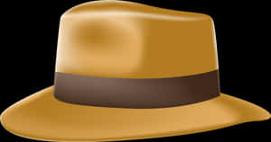 Golden Fedora Hat Illustration PNG image with transparent background