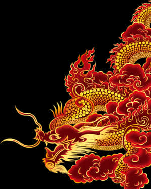 Golden_ Fire_ Dragon_ Artwork PNG image with transparent background