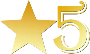 Golden Five Star Rating PNG Image