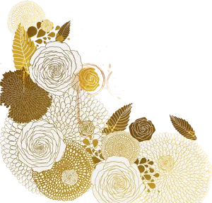 Golden Floral Artwork PNG Image