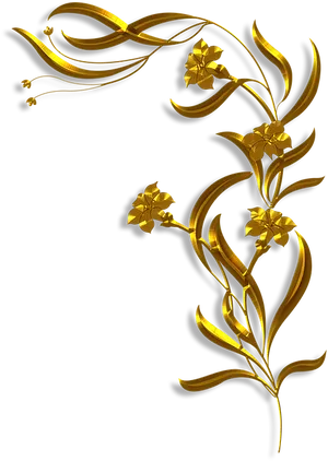 Golden_ Floral_ Design_on_ Black_ Background PNG Image