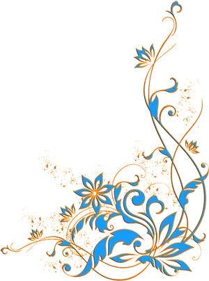 Golden Floral Designon Black PNG Image