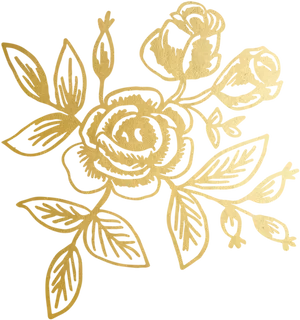 Golden Floral Designon Black PNG Image