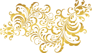 Golden Floral Designon Teal Background PNG Image