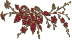 Golden Floral Embellishment PNG Image