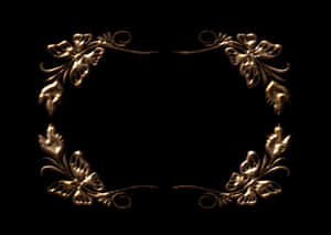 Golden Floral Frame Design PNG image with transparent background