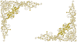 Golden Floral Frame Design PNG Image