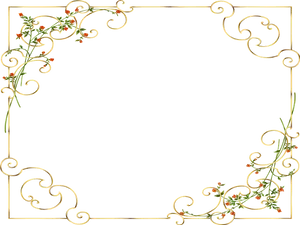 Golden Floral Frame Design.png PNG Image