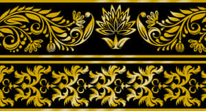 Golden Floral Lace Patterns PNG image with transparent background