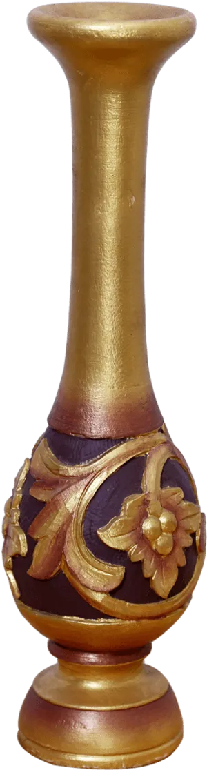 Golden Floral Vase Decor PNG Image