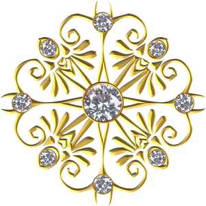 Golden Flourish Diamond Design PNG Image