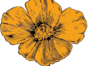 Golden Flower Illustration.png PNG Image