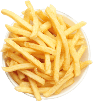 Golden French Fries Bowl PNG with transparent background