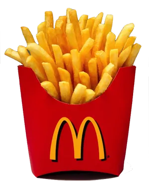Golden French Friesin Red Container PNG Image