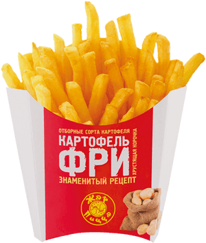 Golden Friesin Red Box PNG image with transparent background