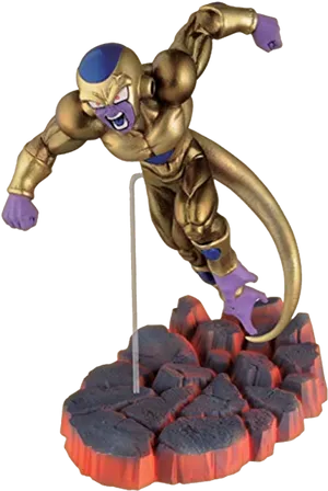 Golden Frieza Figure Levitating PNG Image