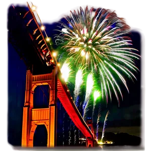 Golden Gate Bridge Fireworks Display Png Lus PNG Image