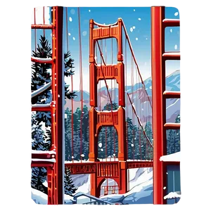 Golden Gate Bridge In Winter Snow Png 06122024 PNG Image