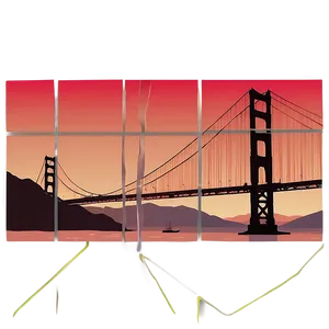 Golden Gate Bridge With Red Sunset Sky Png Rbk6 PNG Image