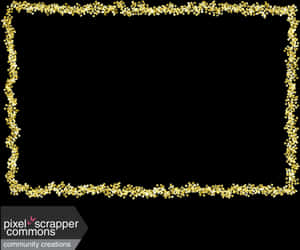 Golden Glitter Frame Border PNG with transparent background