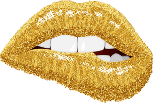 Golden Glitter Lips Illustration PNG image with transparent background