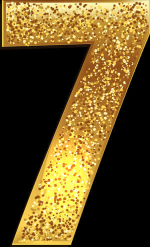 Golden Glitter Number Seven PNG image with transparent background