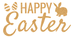 Golden Happy Easter Glitter Sign PNG Image