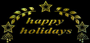 Golden_ Happy_ Holidays_ Greeting PNG image with transparent background
