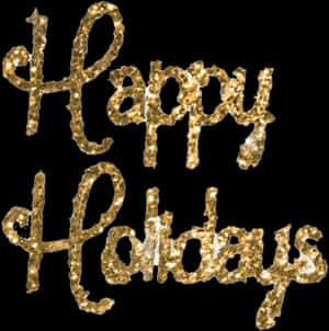 Golden Happy Holidays Text PNG image with transparent background
