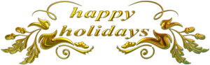 Golden Happy Holidays Text Decoration PNG Image