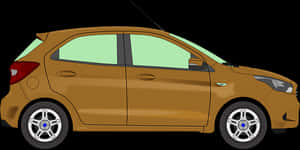 Golden Hatchback Side View PNG image with transparent background