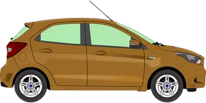 Golden Hatchback Side View PNG Image