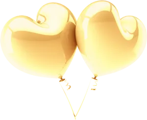 Golden Heart Balloons PNG Image